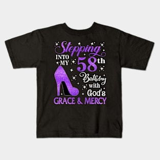 Stepping Into My 58th Birthday With God's Grace & Mercy Bday Kids T-Shirt